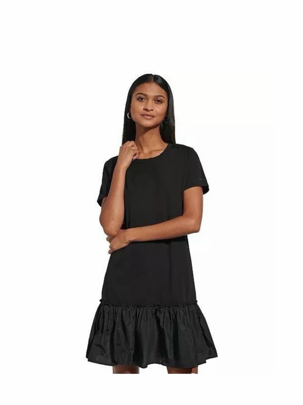 Karl Lagerfeld Black A-Line Ruffle-Hem Skirt